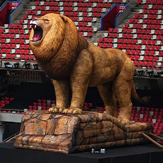 Giant realistic lion inflatable stage prop at stadium concert