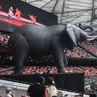 Giant elephant inflatable on stadium concert stage